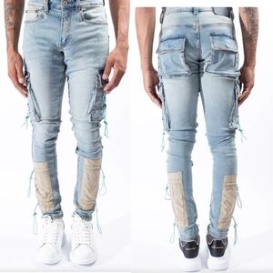 Serenede Cybercloud Cargo Punk Jeans Sky Blue Size 32